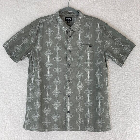 Billabong Sundays Jacquard Button-Up Casual Shirt in Sage Mens Size Large - Picture 1 of 16